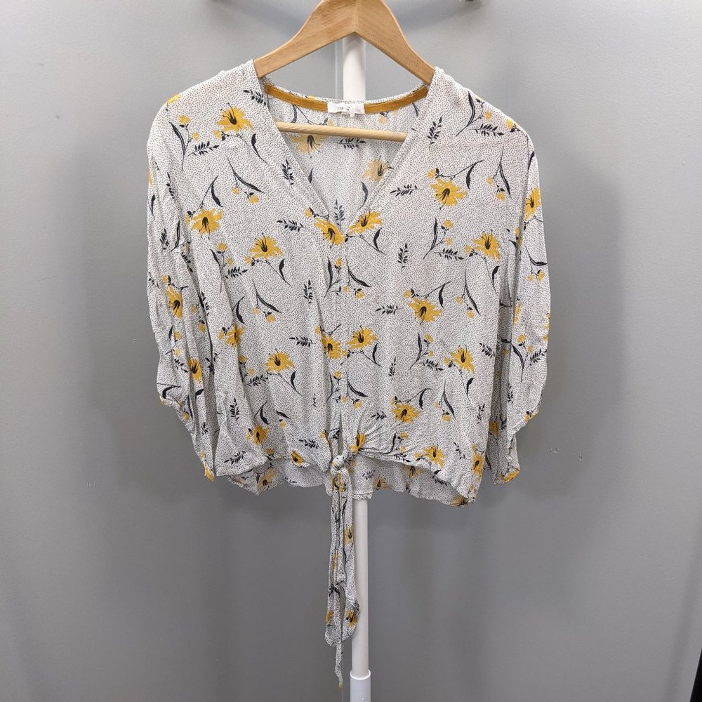 Maurices Tie Front Flutter Sleeve Dolman Top, M